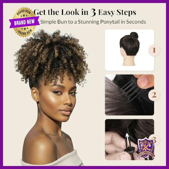 10-Inch Afro Puff Ponytail Extension with 4 Invisible Clips main image 6